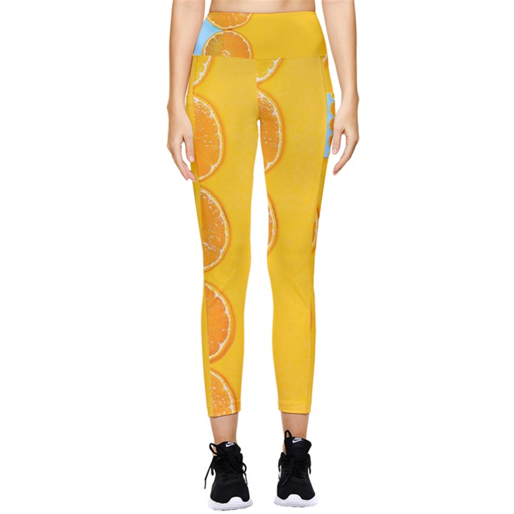 Orange, Slices, Fruit, Citrus Pocket Leggings 