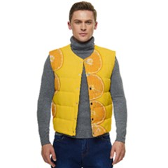 Orange, Slices, Fruit, Citrus Men s Button Up Puffer Vest	