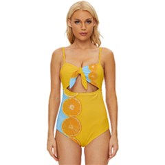 Orange, Slices, Fruit, Citrus Knot Front One-piece Swimsuit by kyorashop23