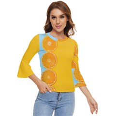 Orange, Slices, Fruit, Citrus Bell Sleeve Top