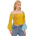 Orange, Slices, Fruit, Citrus Off Shoulder Flutter Bell Sleeve Top View3