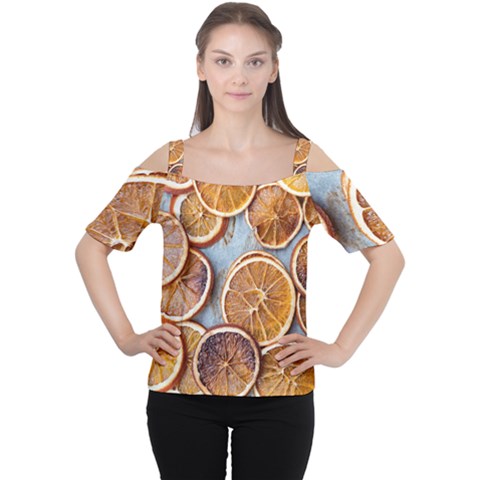 Orange, Slices, Fruits, Citrus Cutout Shoulder T-shirt by kyorashop23