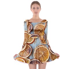 Orange, Slices, Fruits, Citrus Long Sleeve Skater Dress