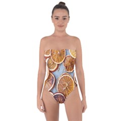 Orange, Slices, Fruits, Citrus Tie Back One Piece Swimsuit