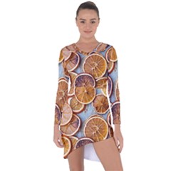 Orange, Slices, Fruits, Citrus Asymmetric Cut-out Shift Dress