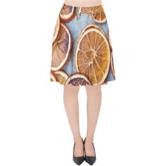 Orange, Slices, Fruits, Citrus Velvet High Waist Skirt by kyorashop23