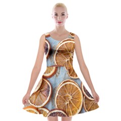 Orange, Slices, Fruits, Citrus Velvet Skater Dress by kyorashop23