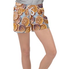 Orange, Slices, Fruits, Citrus Women s Velour Lounge Shorts