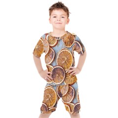 Orange, Slices, Fruits, Citrus Kids  T-shirt And Shorts Set