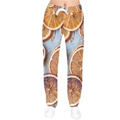 Orange, Slices, Fruits, Citrus Women Velvet Drawstring Pants