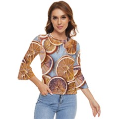 Orange, Slices, Fruits, Citrus Bell Sleeve Top