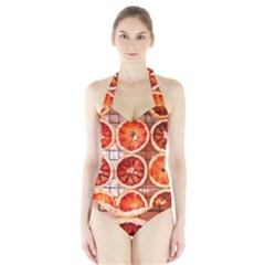 Orange, Fruit, Citrus Halter Swimsuit