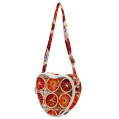 Orange, Fruit, Citrus Heart Shoulder Bag