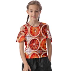 Orange, Fruit, Citrus Kids  Butterfly Cutout T-shirt