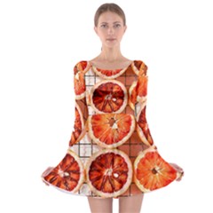 Peorange, Fruit, Citrus Long Sleeve Skater Dress by kyorashop23