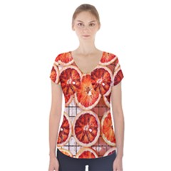 Peorange, Fruit, Citrus Short Sleeve Front Detail Top