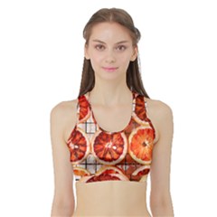 Peorange, Fruit, Citrus Sports Bra With Border