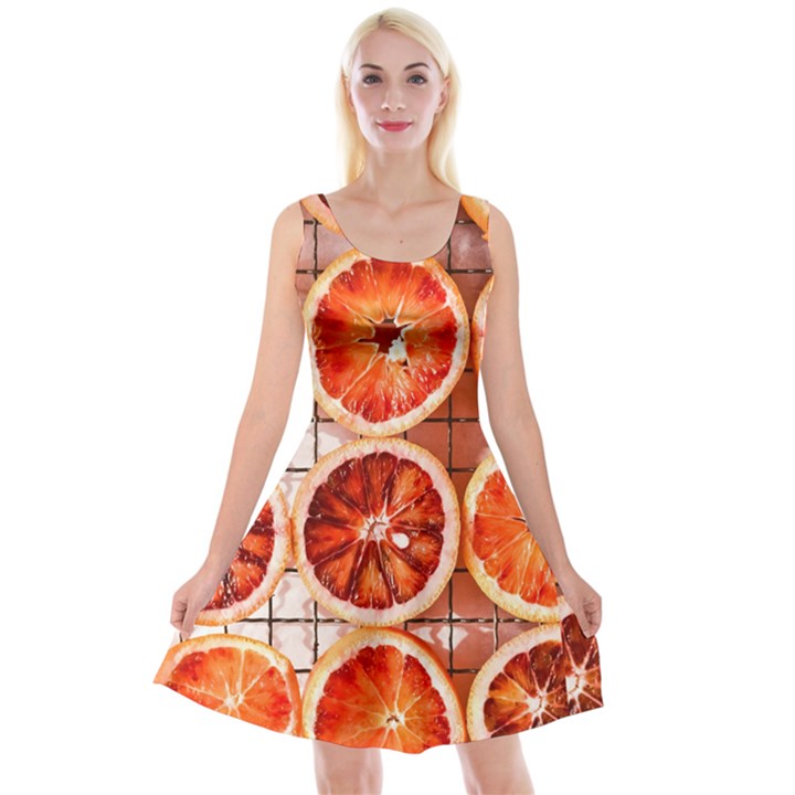 Peorange, Fruit, Citrus Reversible Velvet Sleeveless Dress