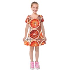 Peorange, Fruit, Citrus Kids  Short Sleeve Velvet Dress