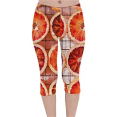 Peorange, Fruit, Citrus Velvet Capri Leggings 