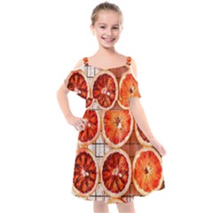 Peorange, Fruit, Citrus Kids  Cut Out Shoulders Chiffon Dress