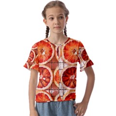 Peorange, Fruit, Citrus Kids  Cuff Sleeve Scrunch Bottom T-shirt