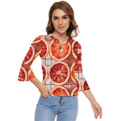 Peorange, Fruit, Citrus Bell Sleeve Top