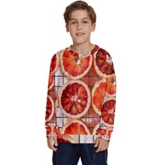 Peorange, Fruit, Citrus Kids  Crewneck Sweatshirt