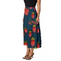 Strawberry Texture, Blue Background With Strawberries Classic Midi Chiffon Skirt View2