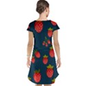 Strawberry Texture, Blue Background With Strawberries Cap Sleeve Nightdress View2