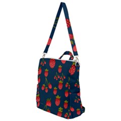 Strawberry Texture, Blue Background With Strawberries Crossbody Backpack