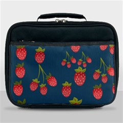 Strawberry Texture, Blue Background With Strawberries Lunch Bag