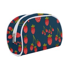 Strawberry Texture, Blue Background With Strawberries Make Up Case (small) by kyorashop23