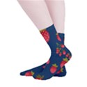 Strawberry Texture, Blue Background With Strawberries Smooth Crew Length Tube Socks View2