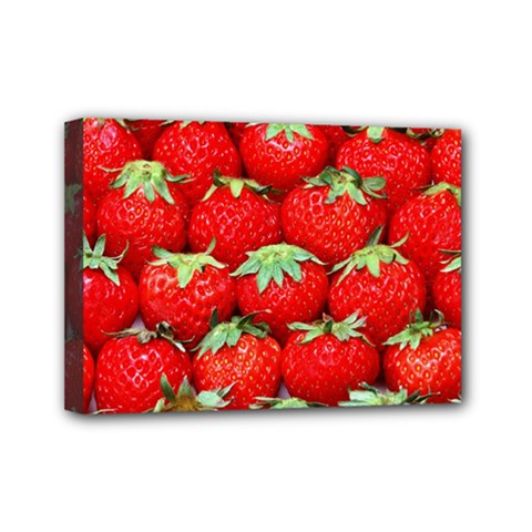 Strawberry Texture, Macro, Ripe Strawberry Mini Canvas 7  X 5  (stretched)