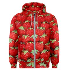 Strawberry Texture, Macro, Ripe Strawberry Men s Zipper Hoodie