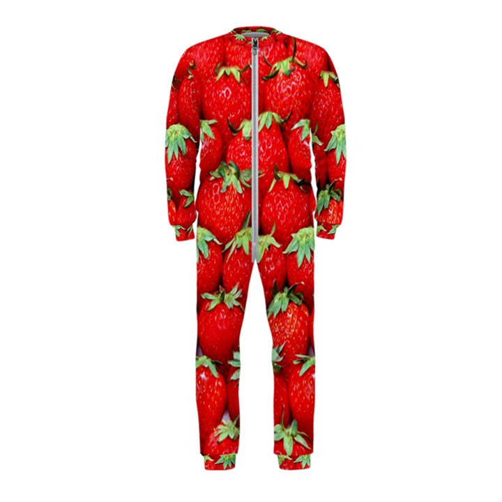 Strawberry Texture, Macro, Ripe Strawberry OnePiece Jumpsuit (Kids)