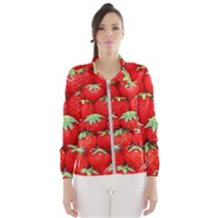 Strawberry Texture, Macro, Ripe Strawberry Women s Windbreaker