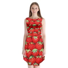 Strawberry Texture, Macro, Ripe Strawberry Sleeveless Chiffon Dress   by kyorashop23