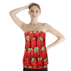 Strawberry Texture, Macro, Ripe Strawberry Strapless Top by kyorashop23