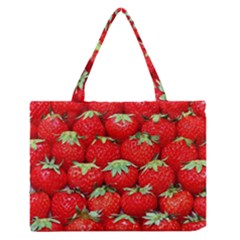 Strawberry Texture, Macro, Ripe Strawberry Zipper Medium Tote Bag