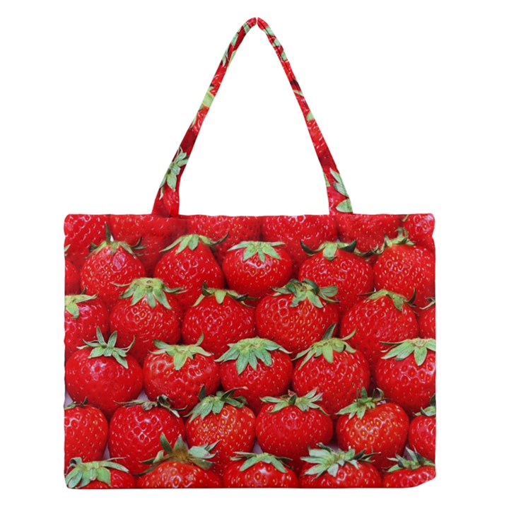 Strawberry Texture, Macro, Ripe Strawberry Zipper Medium Tote Bag