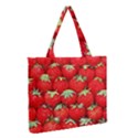 Strawberry Texture, Macro, Ripe Strawberry Zipper Medium Tote Bag View2