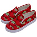 Strawberry Texture, Macro, Ripe Strawberry Kids  Canvas Slip Ons View2