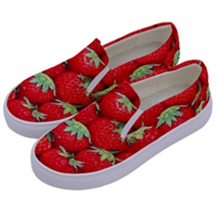 Strawberry Texture, Macro, Ripe Strawberry Kids  Canvas Slip Ons by kyorashop23