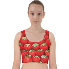 Strawberry Texture, Macro, Ripe Strawberry Velvet Racer Back Crop Top by kyorashop23