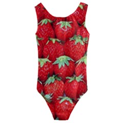 Strawberry Texture, Macro, Ripe Strawberry Kids  Cut-out Back One Piece Swimsuit