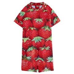 Strawberry Texture, Macro, Ripe Strawberry Kids  Boyleg Half Suit Swimwear