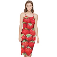 Strawberry Texture, Macro, Ripe Strawberry Bodycon Cross Back Summer Dress by kyorashop23