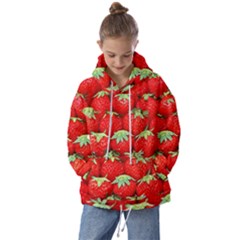 Strawberry Texture, Macro, Ripe Strawberry Kids  Oversized Hoodie